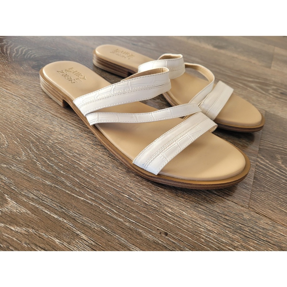 Naturalizer White Croc Embossed Double Strap Slide Sandals Size 9.5M #6